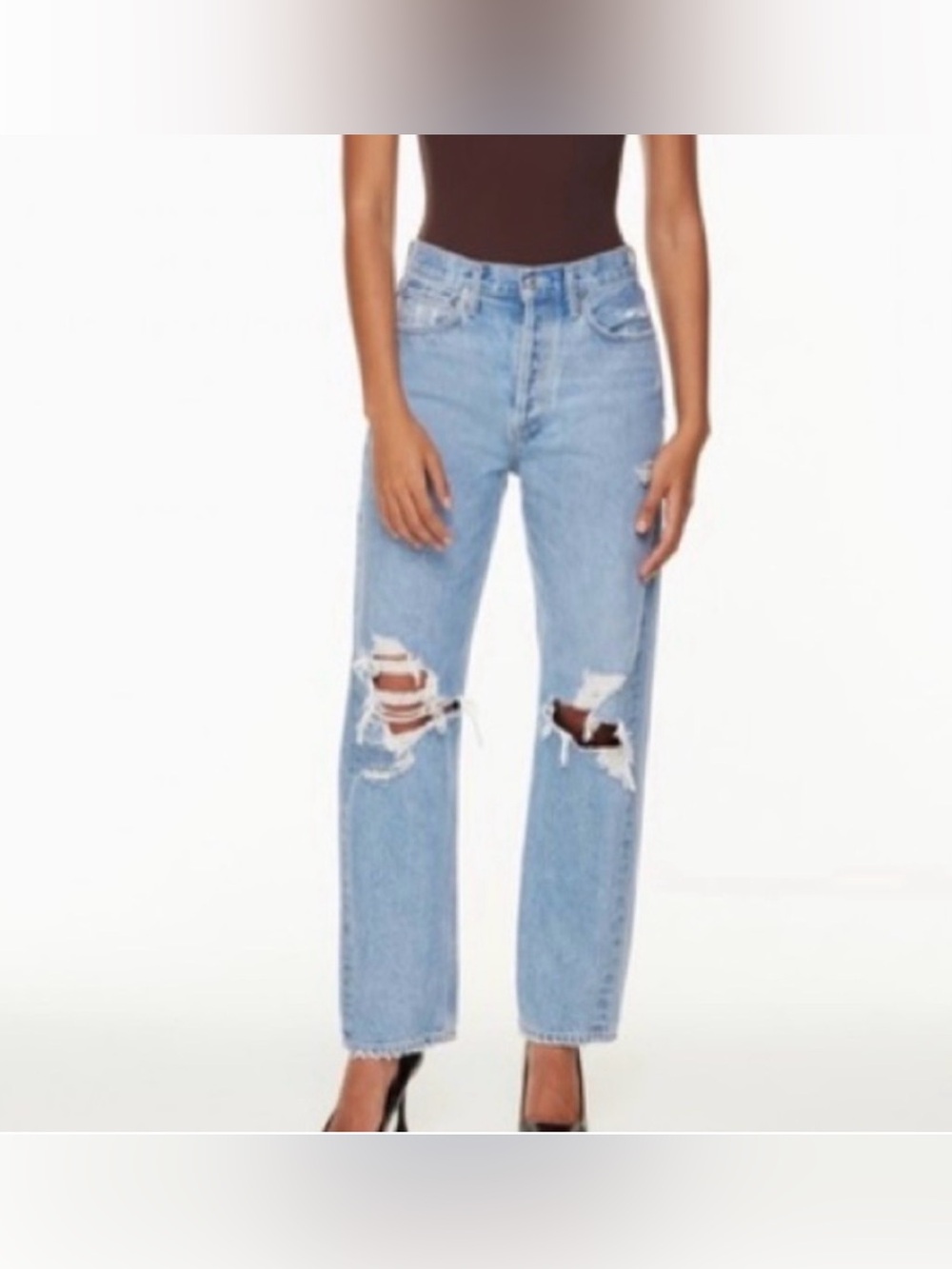 AGOLDE 90's Jean Distressed Straight Leg Light Wash 100% Cotton Size 27